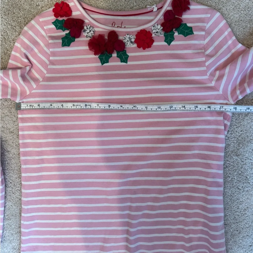 Mini Boden Pink & White Striped Appliquéd Tee -13/14 yrs or small adult-NWT